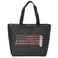 Hockey Sticks American Flag Zip Tote Bag