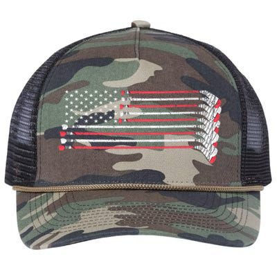 Hockey Sticks American Flag Retro Rope Trucker Hat Cap