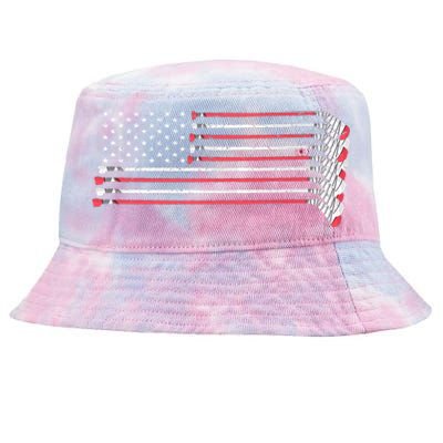 Hockey Sticks American Flag Tie-Dyed Bucket Hat