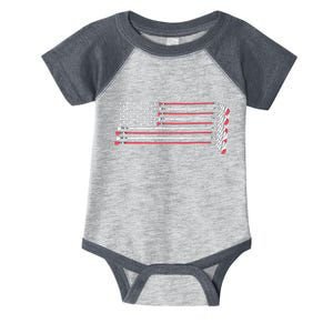 Hockey Sticks American Flag Infant Baby Jersey Bodysuit