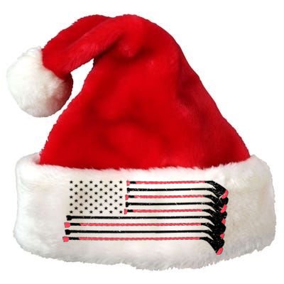 Hockey Sticks American Flag Premium Christmas Santa Hat