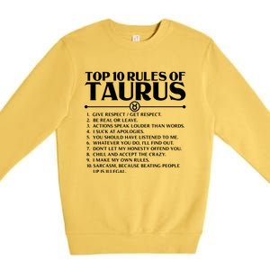 Horoscope Symbols Astrology Sign Top 10 Rules Of Taurus Premium Crewneck Sweatshirt