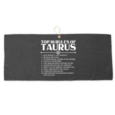 Horoscope Symbols Astrology Sign Top 10 Rules Of Taurus Large Microfiber Waffle Golf Towel