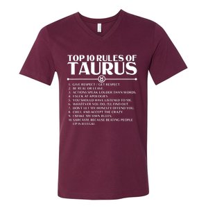 Horoscope Symbols Astrology Sign Top 10 Rules Of Taurus V-Neck T-Shirt