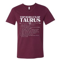 Horoscope Symbols Astrology Sign Top 10 Rules Of Taurus V-Neck T-Shirt