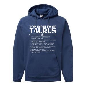 Horoscope Symbols Astrology Sign Top 10 Rules Of Taurus Performance Fleece Hoodie