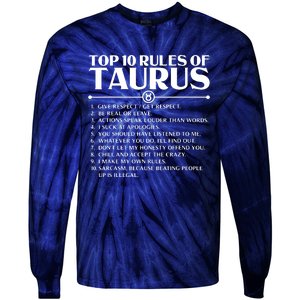 Horoscope Symbols Astrology Sign Top 10 Rules Of Taurus Tie-Dye Long Sleeve Shirt