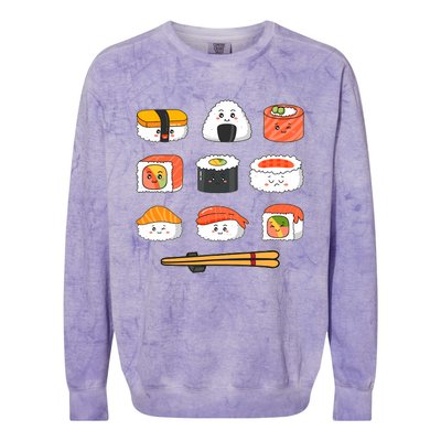 Happy Sushi Anime Kawaii Set Japanese Food Lover Otaku Manga Colorblast Crewneck Sweatshirt