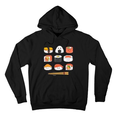 Happy Sushi Anime Kawaii Set Japanese Food Lover Otaku Manga Hoodie