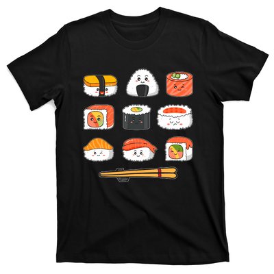 Happy Sushi Anime Kawaii Set Japanese Food Lover Otaku Manga T-Shirt