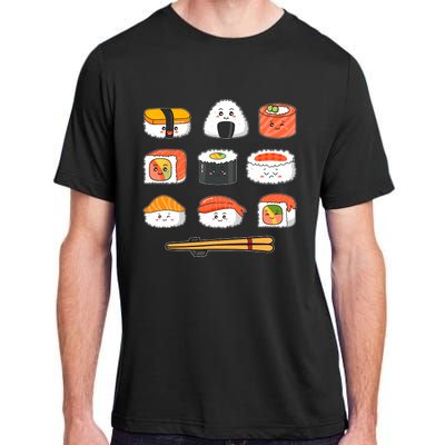 Happy Sushi Anime Kawaii Set Japanese Food Lover Otaku Manga Adult ChromaSoft Performance T-Shirt