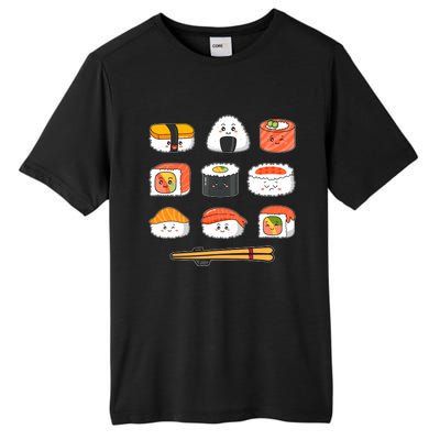 Happy Sushi Anime Kawaii Set Japanese Food Lover Otaku Manga Tall Fusion ChromaSoft Performance T-Shirt