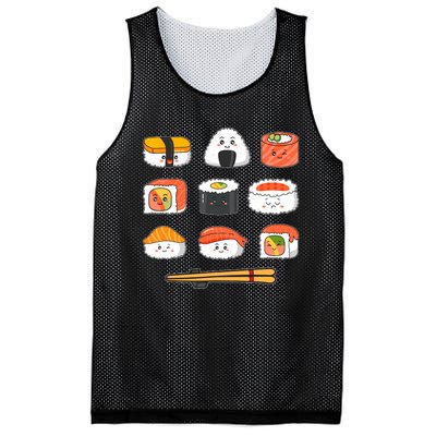 Happy Sushi Anime Kawaii Set Japanese Food Lover Otaku Manga Mesh Reversible Basketball Jersey Tank