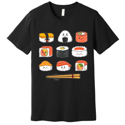 Happy Sushi Anime Kawaii Set Japanese Food Lover Otaku Manga Premium T-Shirt