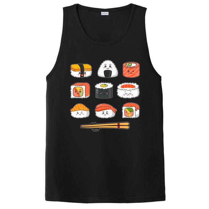 Happy Sushi Anime Kawaii Set Japanese Food Lover Otaku Manga PosiCharge Competitor Tank