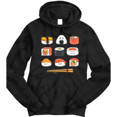 Happy Sushi Anime Kawaii Set Japanese Food Lover Otaku Manga Tie Dye Hoodie