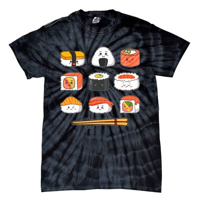 Happy Sushi Anime Kawaii Set Japanese Food Lover Otaku Manga Tie-Dye T-Shirt