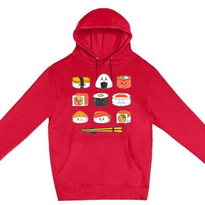 Happy Sushi Anime Kawaii Set Japanese Food Lover Otaku Manga Premium Pullover Hoodie