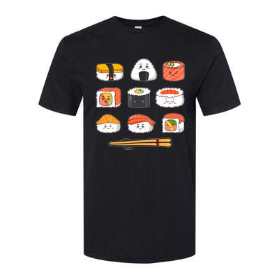 Happy Sushi Anime Kawaii Set Japanese Food Lover Otaku Manga Softstyle CVC T-Shirt