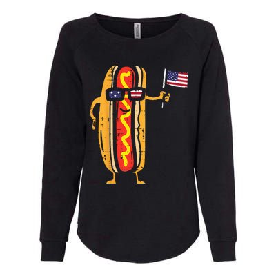 Hotdog Sunglasses American Flag USA Funny 4th Of July Fourth Womens California Wash Sweatshirt