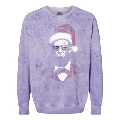 Hipster Santa Abraham Lincoln Colorblast Crewneck Sweatshirt