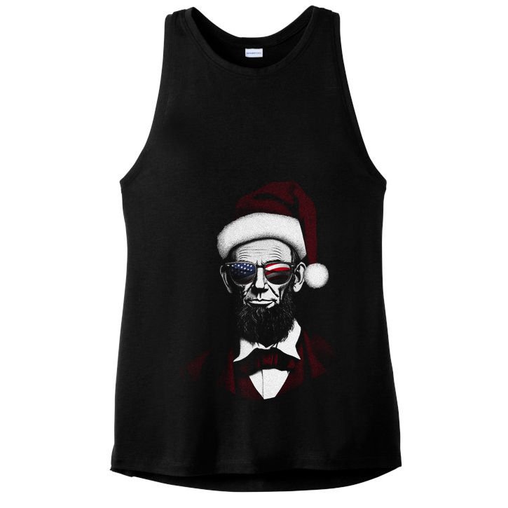Hipster Santa Abraham Lincoln Ladies PosiCharge Tri-Blend Wicking Tank