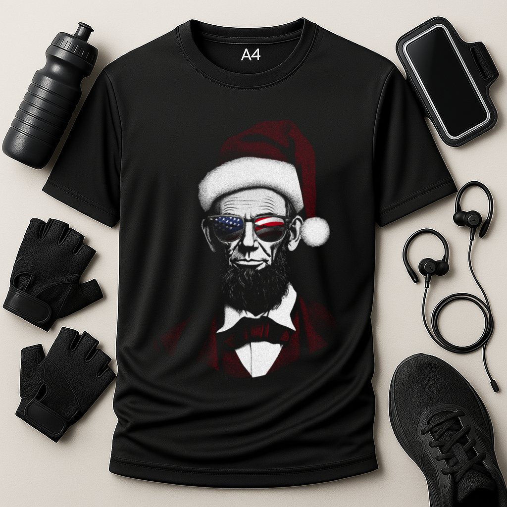 Hipster Santa Abraham Lincoln Cooling Performance Crew T-Shirt