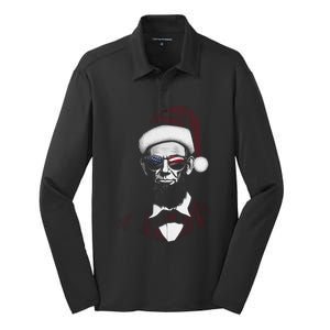 Hipster Santa Abraham Lincoln Silk Touch Performance Long Sleeve Polo