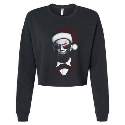 Hipster Santa Abraham Lincoln Cropped Pullover Crew