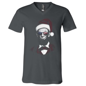 Hipster Santa Abraham Lincoln V-Neck T-Shirt