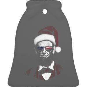 Hipster Santa Abraham Lincoln Ceramic Bell Ornament