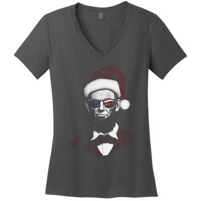 Hipster Santa Abraham Lincoln Women's V-Neck T-Shirt