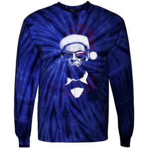 Hipster Santa Abraham Lincoln Tie-Dye Long Sleeve Shirt