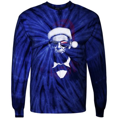 Hipster Santa Abraham Lincoln Tie-Dye Long Sleeve Shirt