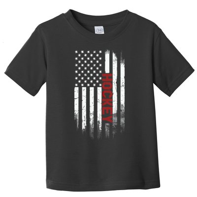 Hockey Stick American Flag Sports Patriotic Hockey Player Toddler T-Shirt