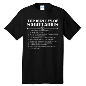 Horoscope Symbols Astrology Sign Top 10 Rules Of Sagittarius Tall T-Shirt