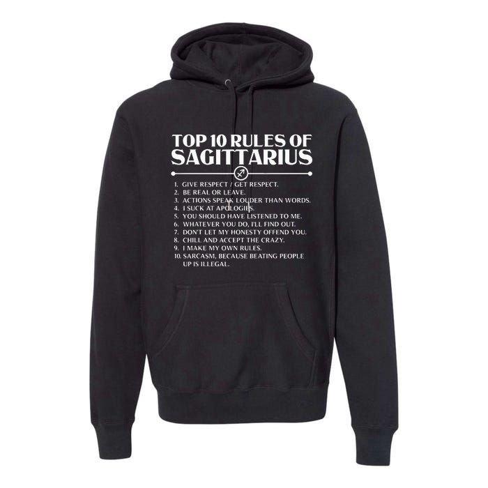 Horoscope Symbols Astrology Sign Top 10 Rules Of Sagittarius Premium Hoodie