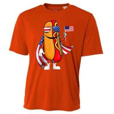 Hotdog Sunglasses American Flag Usa 4th Of July Cooling Performance Crew T-Shirt