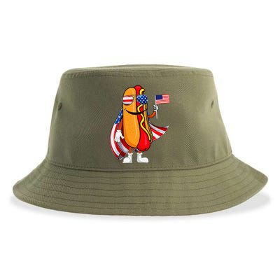 Hotdog Sunglasses American Flag Usa 4th Of July Sustainable Bucket Hat