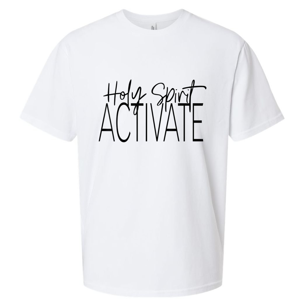 Holy Spirit Activate Western Jesus Lover Christian Religious Sueded Cloud Jersey T-Shirt
