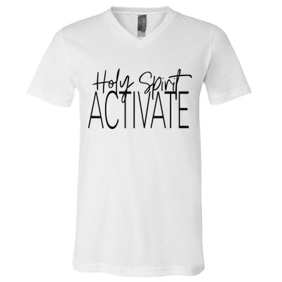 Holy Spirit Activate Western Jesus Lover Christian Religious V-Neck T-Shirt