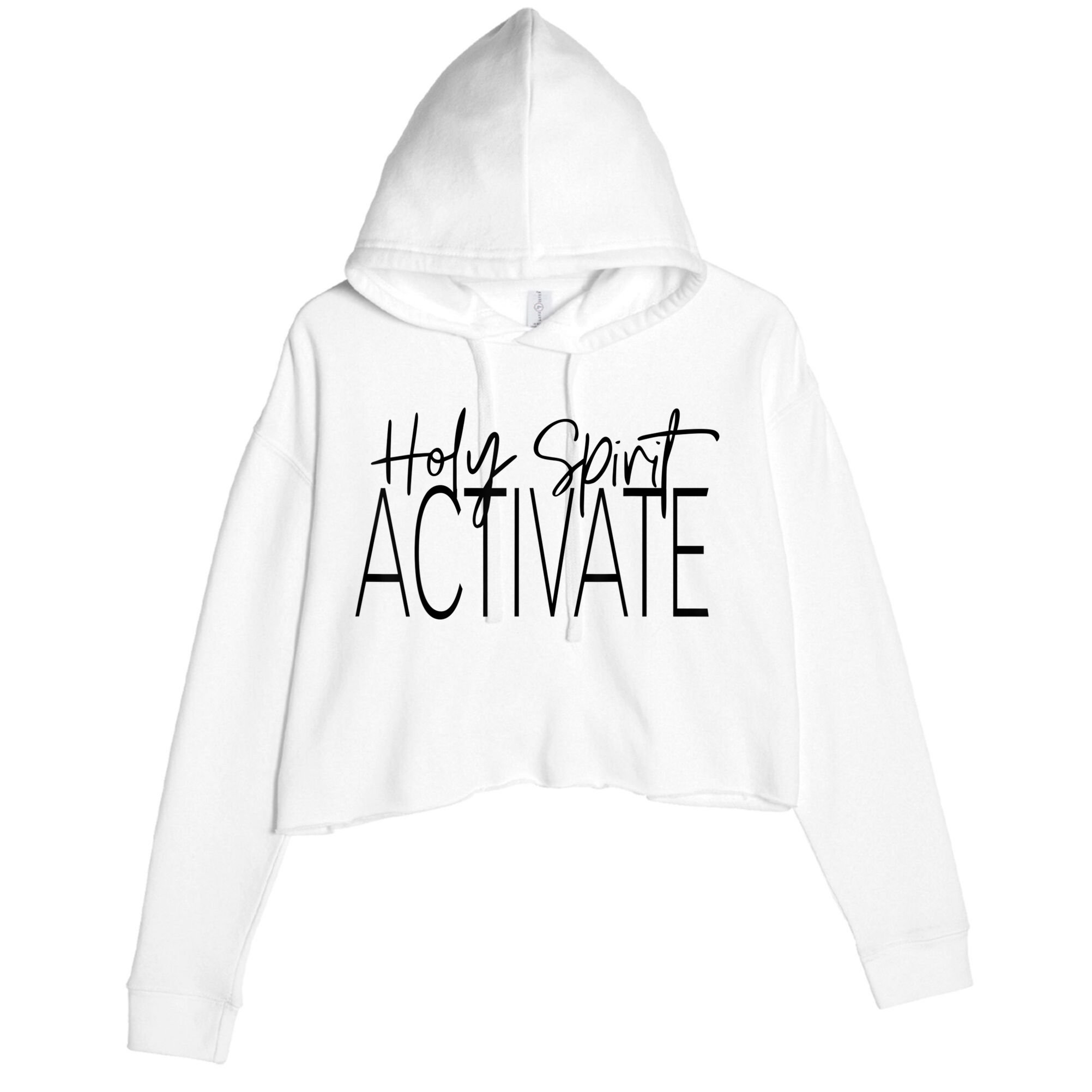 Holy Spirit Activate Western Jesus Lover Christian Religious Crop Fleece Hoodie