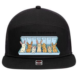 Happiness Supplements Adorable Bunny Daily Dose Of Cuteness 7 Panel Mesh Trucker Snapback Hat