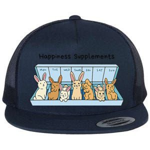 Happiness Supplements Adorable Bunny Daily Dose Of Cuteness Flat Bill Trucker Hat