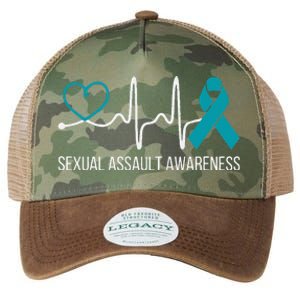 Heartbeat Sexual Assault Awareness Month Teal Ribbon Support Legacy Tie Dye Trucker Hat