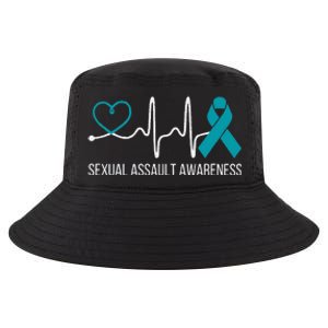 Heartbeat Sexual Assault Awareness Month Teal Ribbon Support Cool Comfort Performance Bucket Hat