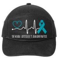 Heartbeat Sexual Assault Awareness Month Teal Ribbon Support 7-Panel Snapback Hat