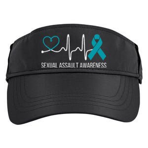 Heartbeat Sexual Assault Awareness Month Teal Ribbon Support Adult Drive Performance Visor