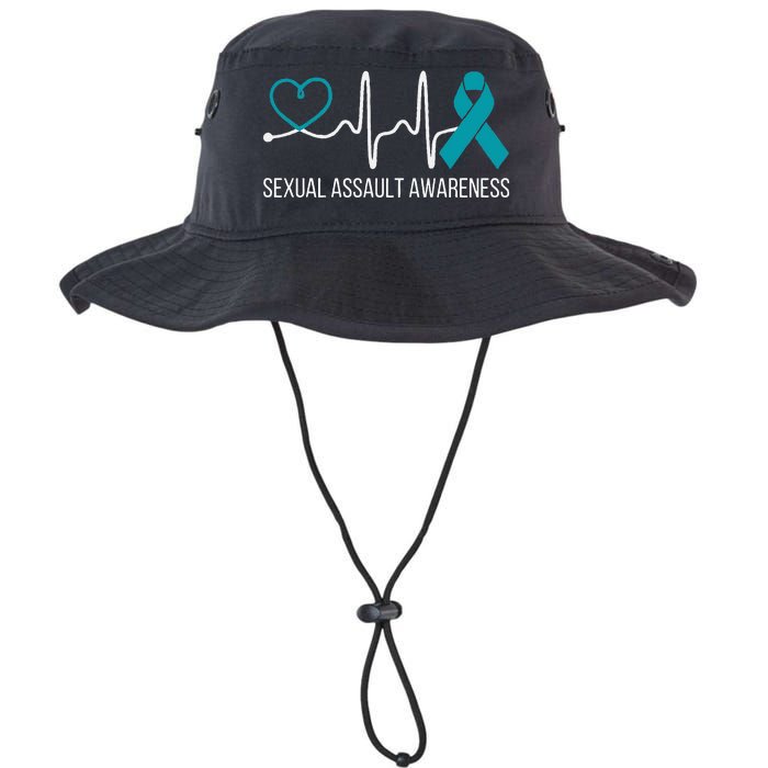 Heartbeat Sexual Assault Awareness Month Teal Ribbon Support Legacy Cool Fit Booney Bucket Hat