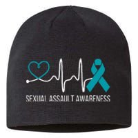 Heartbeat Sexual Assault Awareness Month Teal Ribbon Support Sustainable Beanie